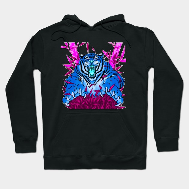 Blue Wild Tiger Hoodie by ebayson74@gmail.com